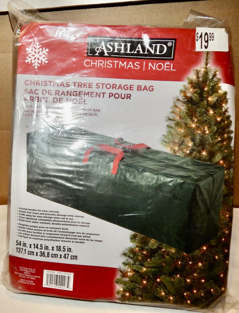 Christmas Tree Storage Bag 54″ x14 1/2″ x18 1/2″ Ashland Dk Green Up To 9′ 208B