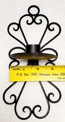 Set of 2 Black Metal Iron Fleur de Lis Wall Hooks & 1 Candle Holder Scroll Vtg