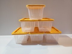 6x Lowe’s Teeny Tiny Tote Mini Plastic Storage Totes New, Clear Yellow