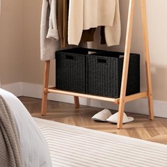 Wicker Storage Baskets 3 Pack 11×10.5×11 Inches Square Paper Rope Foldable Cube