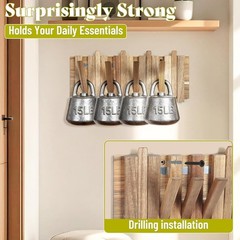Coat Rack for Small Space: Foldable 8 Hooks 13.2Inch Compact Design Wooden Wa…