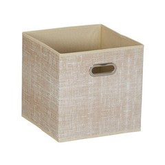11" Set of 6 Storage Bins Tan Mix: 11in Polyester Canvas, Folds Flat,