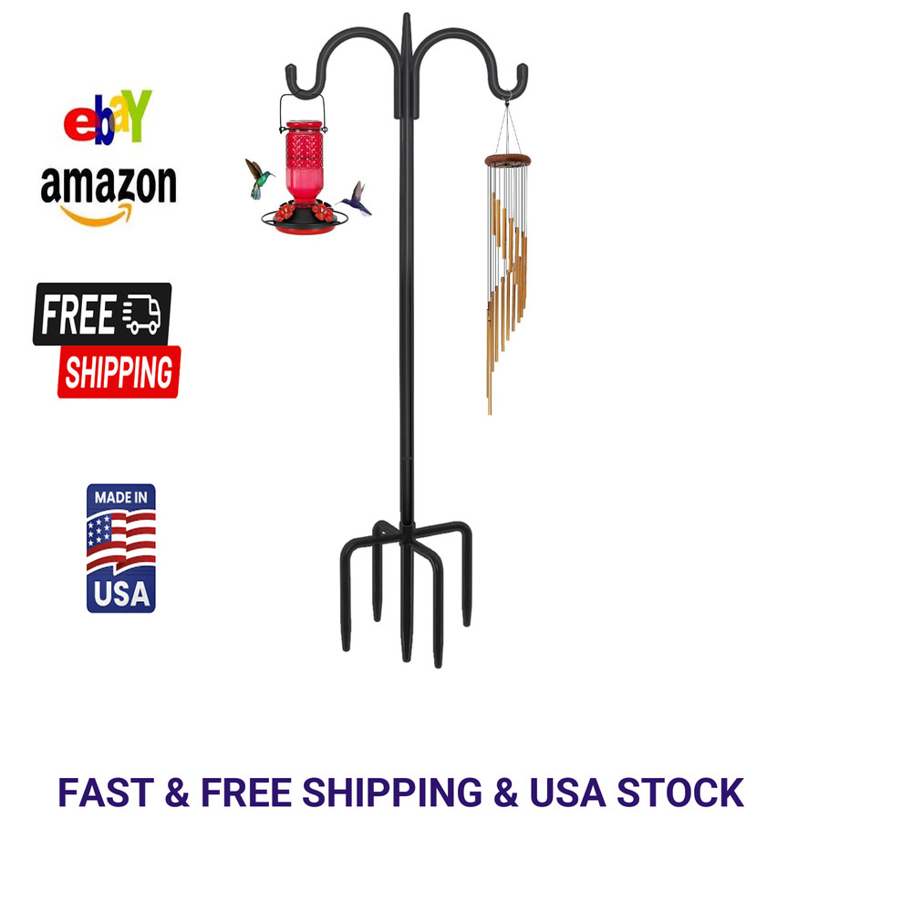 Heavy Duty Shepherds Hook 76 Inch Alloy Steel Double Hooks Adjustable Garden