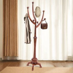 Wooden Freestanding Clothes Rack Bedroom Coat Rack Tree Stand Hanger 8 Hooks