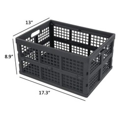 Idotry Plastic Folding Storage Crates Grey Collapsible Basket 28 L Set Of 3