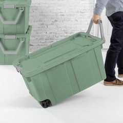 Sterilite Extra-Large Wheeled Industrial Storage Bin, 40 Gal Green, 2 Pack