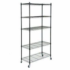 5-Tier Shelves Wire Unit Rack Storage Rolling with 4 Wheel Casters Indoor