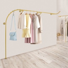 Gold Metal Hanging Clothes Rail, Heavy Duty Wall-mounted Garment Rack, 98.4*63in