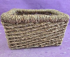 Wicker Storage Basket Organizer Woven Rectangular 9.25×7.25×5.5 Bath Office Art