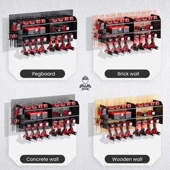 2-in-1 Power Tool Organizer Wall Mount, 3-Layer Tool Rack, Black