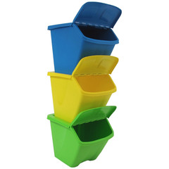 (3-Set) 30 Gallon Stackable Home Recycle Storage Bins Tough BPA Free Plastic USA