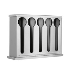 Silver 12.59*3.54*9.25“ 5 Compartment Stainless Steel Cutlery Organizer With Lid