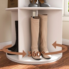 6 Tier Rotating Shoe Rack Tower 360° Revolving Shoe Display Carousel White US
