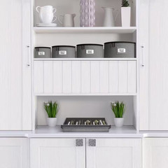 Gray Fabric Dinnerware Storage, 12 In. X 6.25 In. China Plate Container Organize