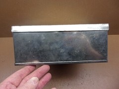 Nice Large Tinsmith Made Tin Box with Cover 8 1/2″ x 9″ x 3 1/2″ w/Rolled Seams