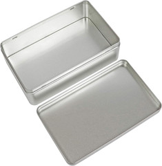 XL (8.5 X 5.3 X 1.9 In) Silver Metal Rectangular Empty Tin Box Containers for G