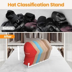 Nicetree Hat Organizer for Baseball Caps, 2 Pcs No Install Large, WHITE