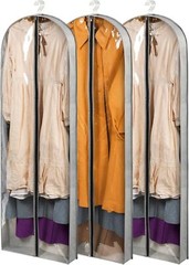 3 Pack 60″Long Garment Bag Hanging Clothes Storage Clear Moth Proof Suits Covers