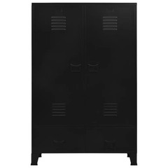 vidaXL Steel Wardrobe Black Industrial 354 x 157 x 551 Inch Storage Cabinet
