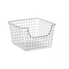 Scoop 13 In. D X 12 In. W X 8 In. H Medium Satin Nickel Steel Wire Storage Bin B