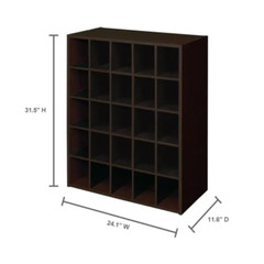 Stackable 25-Cube Storage Organizer Espresso Wood 32 in. H x 24 in. W x 12 in. D