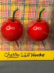 Set Of 2 Traditional Wall-Mounted Red Cherry Coat Hooks Easy Install