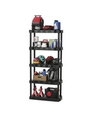 Hyper Tough 5-Tier Black Plastic Shelf Unit, 68.8 H x 30 W x 13.88 D, 350 lb Cap