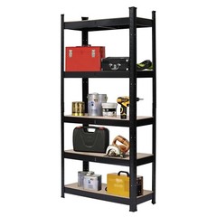 US 59in 5-Tiers Heavy Duty Metal Shelving Rack Unit Garage Storage Shelf Black