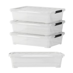 25 Quart Underbed Storage Box with Lid & Wheels, Plastic Storage Bins, 3/4-Packs