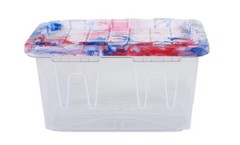 5x Lowe’s Teeny Tote Mini Plastic Totes. Clear w/ Tye Dye Lids – FREE S&H