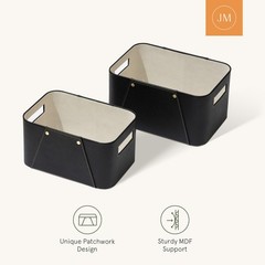 Storage Baskets for Organizing, 2 Pack, Luxury Vegan Leather Storage Cube Box…