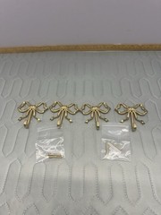 4 Pack Small Gold Bow Wall Hook Bow Knot Hooks for Wall 2.36” Gold Decorativ…