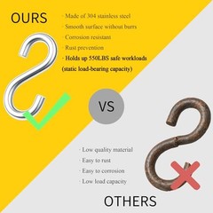 30Stainless Steel 3 Inch S Hooks PCS S Hooks for Hanging Heavy Duty Static 4
