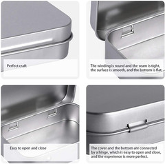 40pcs Metal Rectangular Empty Hinged Tin Box Containers Mini Portable Small Box