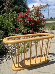 Vintage Dansk Danish MCM Wood Spindle Magazine Rack Record Holder 21-1/2 X 12×9”