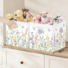 Floral Storage Baskets with Metal Frame – 3 Pcs for Toys, Books & Clothes