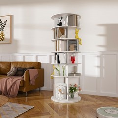 6 Tier Rotating Shoe Rack Tower 360° Revolving Shoe Display Carousel White