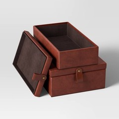 Faux Leather Storage Box Set