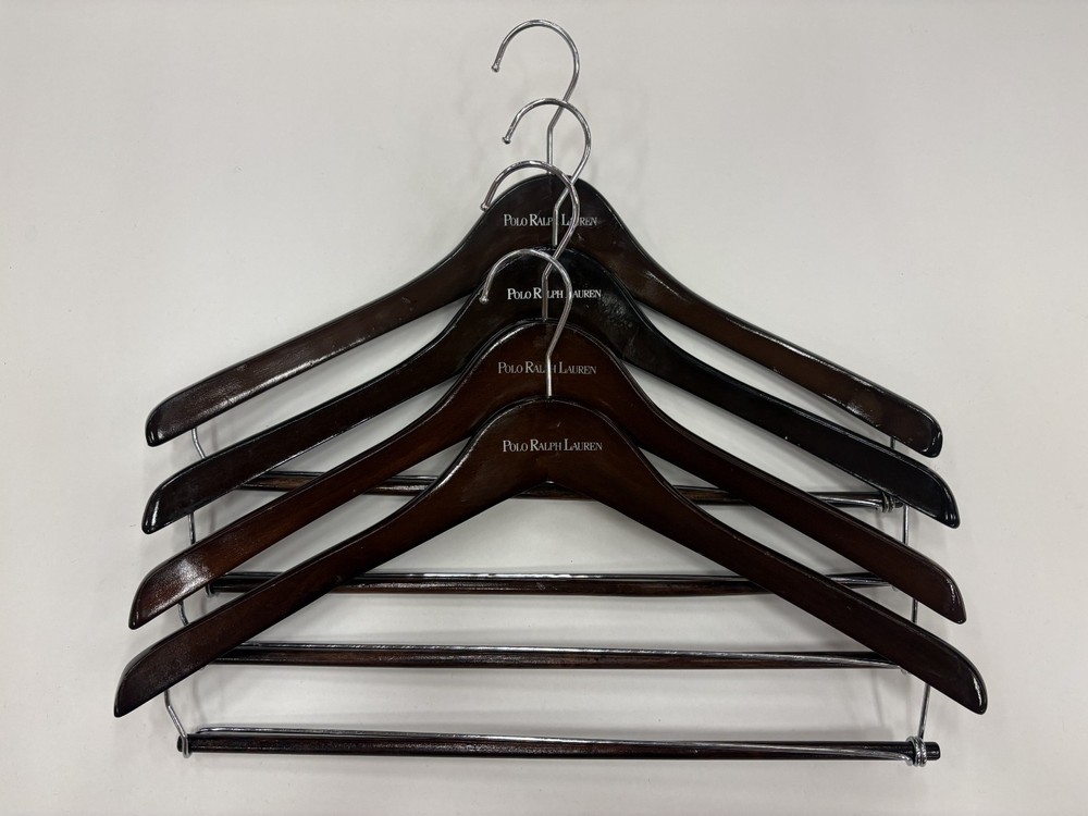 Polo Ralph Lauren 17″ Wooden Wood Suit Jacket Pants Blazer Hanger – (Lot of 4) –