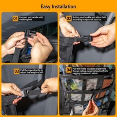 Car Ceiling Cargo Net with 3 Pockets,31.5″x21.6″ Overhead Storage Mesh Organizer