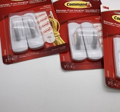 Lot of 3 PACKS Command General Purpose Hooks Medium 3 lb 2 Hooks 4 Strips Per Pk