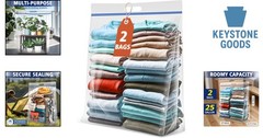 Heavy Duty Clear Storage Bags 25 Gallon, 2 Pack