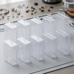 10pcs Small Clear Plastic Rectangular Storage Box Jewelry Beads Container Case