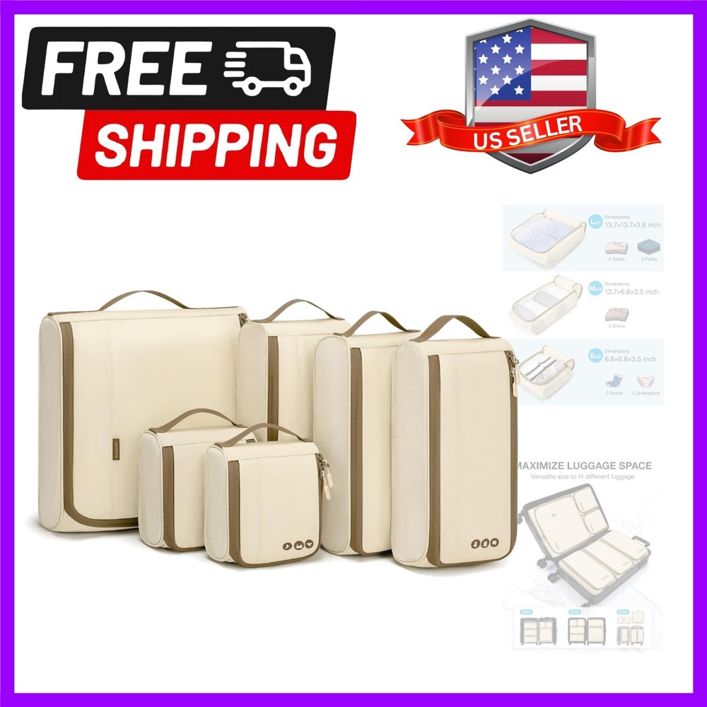 Keep Shape Packing Cubes for Travel, 6 Set Travel Cubes for Packing, Lightwei…