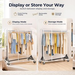 HOKEEPER Z Rack for Clothes with Cover Heavy Duty Clothing Rack Hold 500 LBS