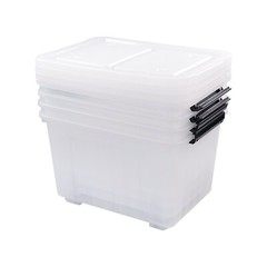 Lasbily 4 Packs 30 Quart Stackable Plastic Storage Bins with Lids and Wheels