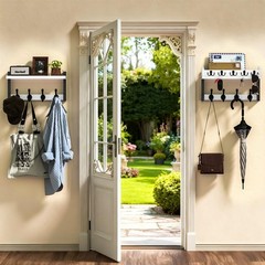 Facilite 35” White Coat Rack Wall Mount with Shelf, Solid Wood Coat and Key …