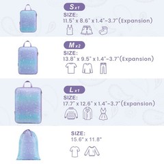 Compression Packing Cubes Travel – 5 Set Packing Cubes for Carry on Suitcases…