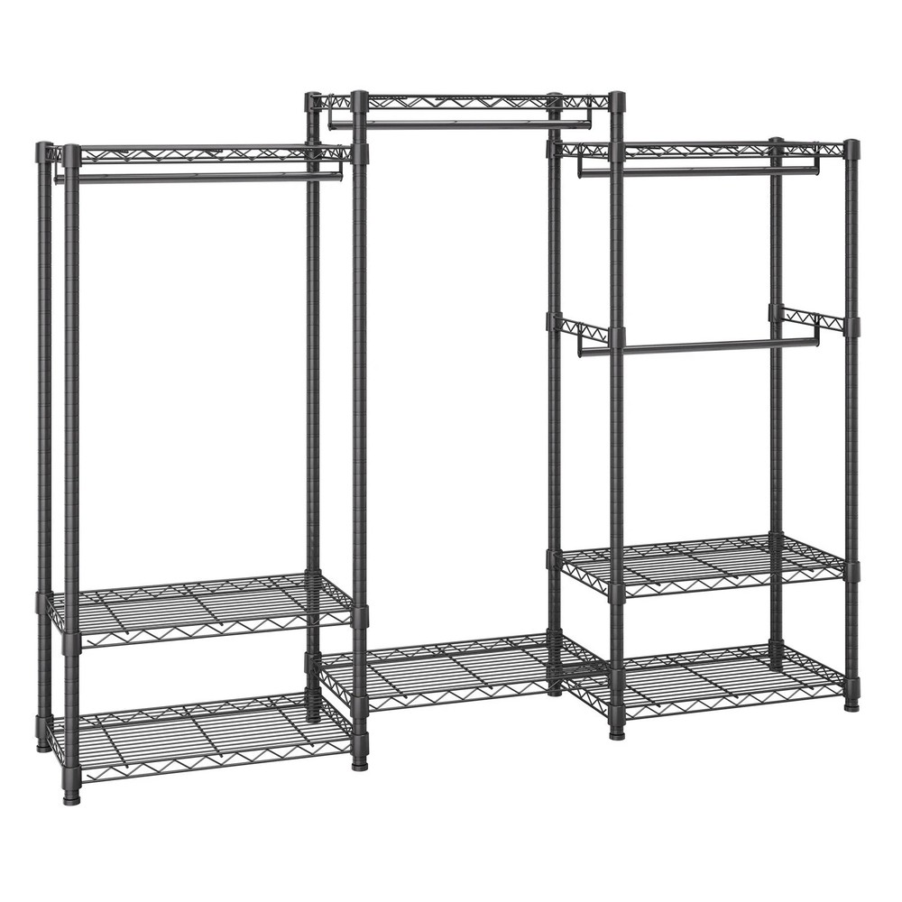 Clothes Rack Rolling Clothing Garment Rack 4 Hang Rods & 8 Storage Tiers