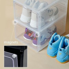 (20)Clear Shoe Storage Organizer Stackable Boxes Magnetic Sneaker Boot Container